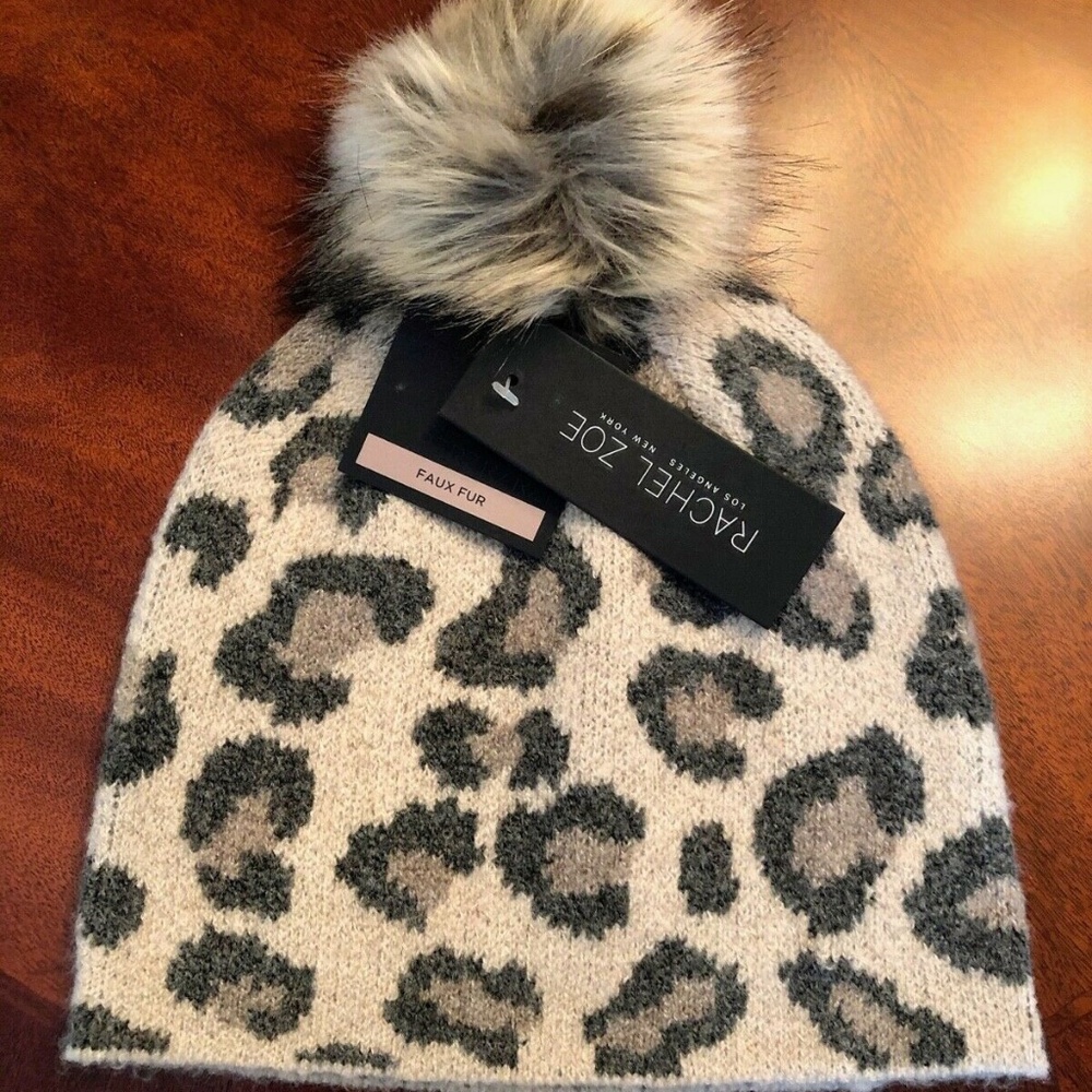 Rachel Zoe Cheetah Leopard Knit Cap Beanie